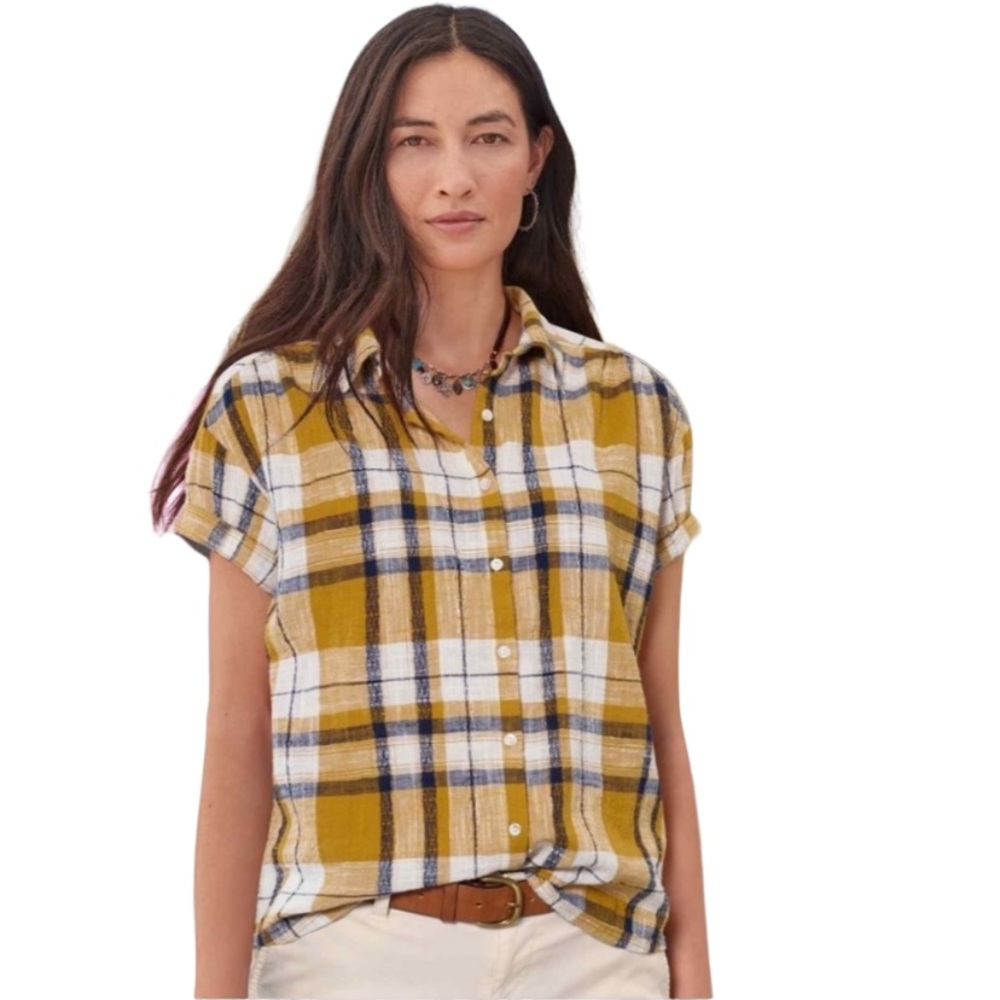 Sundance Yellow Plaid Short-Sleeve Button-Down Shirt